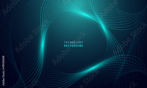 abstract wave technology background with blue light smooth and flow.