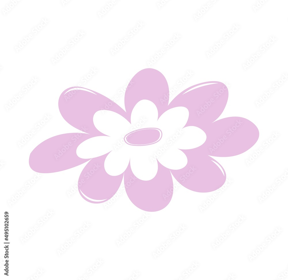 Fototapeta premium Big pink abstract flower on a white background. Flat icon, boho emblem decorative symbol for holiday vector isolated illustration. Design for a postcard. Minimalistic elegant concept.