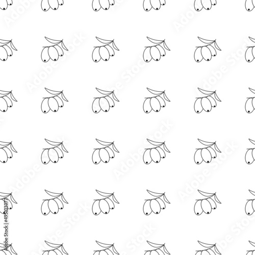 Sea buckthorn seamless pattern, vector illustration.