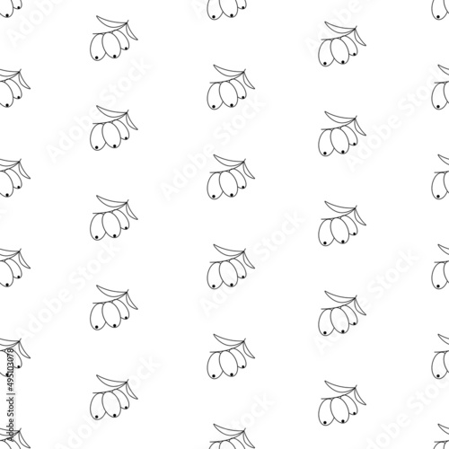 Sea buckthorn seamless pattern, vector illustration.