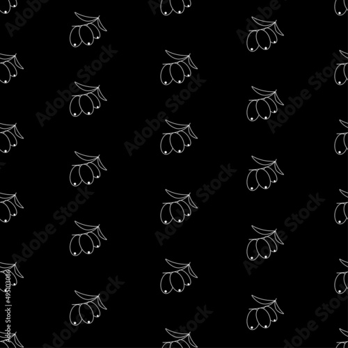 Sea buckthorn seamless pattern, vector illustration.