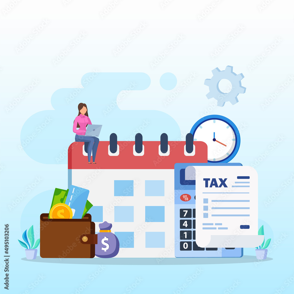 Online Tax Payment, pay season, tax time Concept. Flat vector template Online Tax Payment, pay season, tax time Concept. Flat vector template