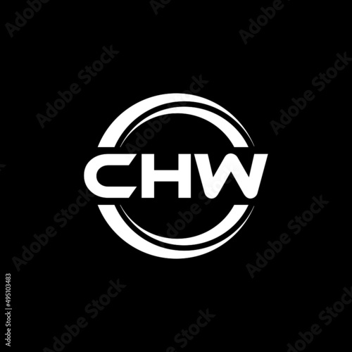 CHW letter logo design with black background in illustrator, vector logo modern alphabet font overlap style. calligraphy designs for logo, Poster, Invitation, etc.