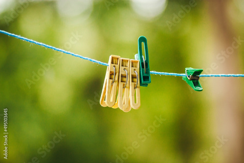 clothes peg on a rope