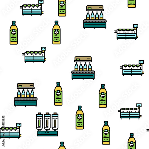 Olive Production And Harvesting Vector Seamless Pattern Thin Line Illustration