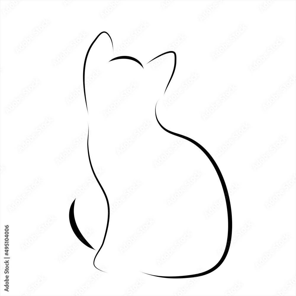 Vector illustration of cat painted with simple lines. Symbol of pet and home animal. Vector illustration of cat painted with simple lines. Symbol of pet and home animal.