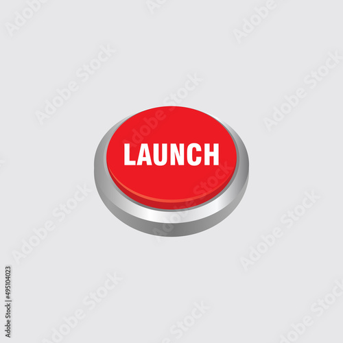 red launch button illustraton design, red push button with launch text vector