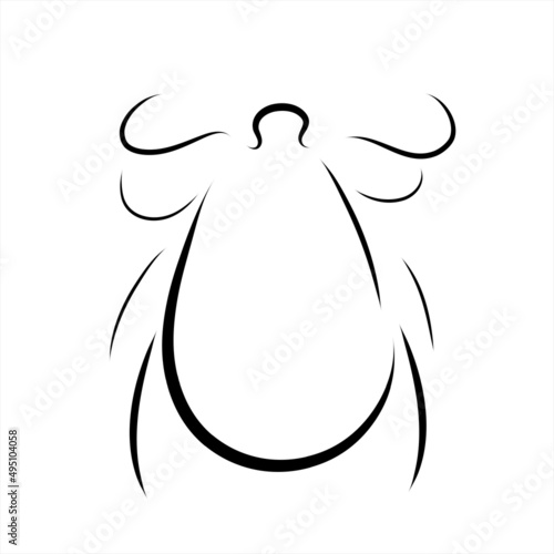 Vector illustration of tick painted with simple lines. Symbol of insect and parasite.