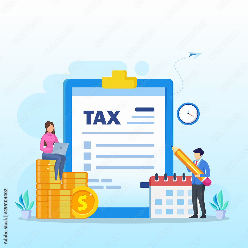 Online Tax Payment, pay season, tax time Concept. Flat vector template Online Tax Payment, pay season, tax time Concept. Flat vector template