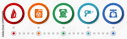 Household appliances vector icon set, flat design web buttons, infographic template