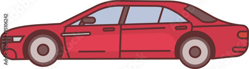 Modern Car Outline Colored Illustration