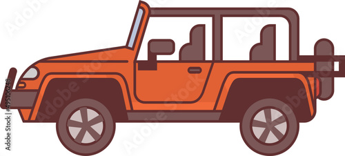 Modern Car Outline Colored Illustration