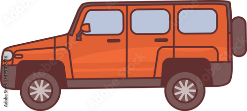 Modern Car Colored Line Art Illustration