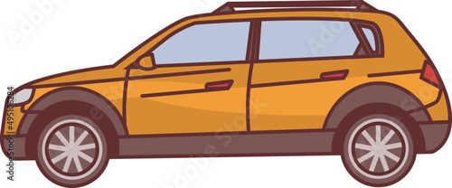 Modern Car Colored Line Art Illustration