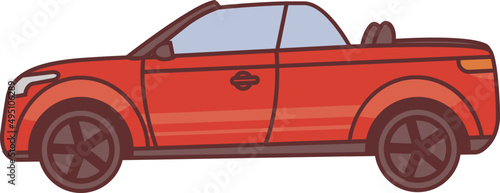 Modern Cabriolet Car Colored Line Art Illustration