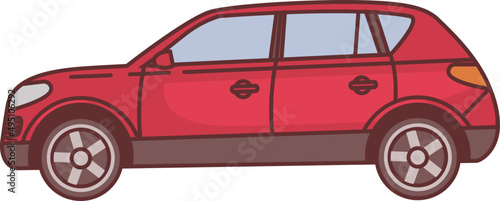 Modern Car Colored Line Art Illustration