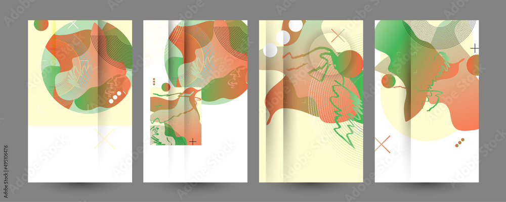Modern colors lines new geometric trend abstract set. Gradient shapes composition, vector covers new design