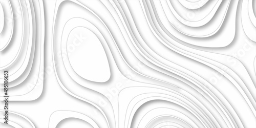 Abstract design with black and white abstract background . Abstract papercut and multi layer cutout geometric pattern on vector, Abstract soft white background with waves, textured Papercut .