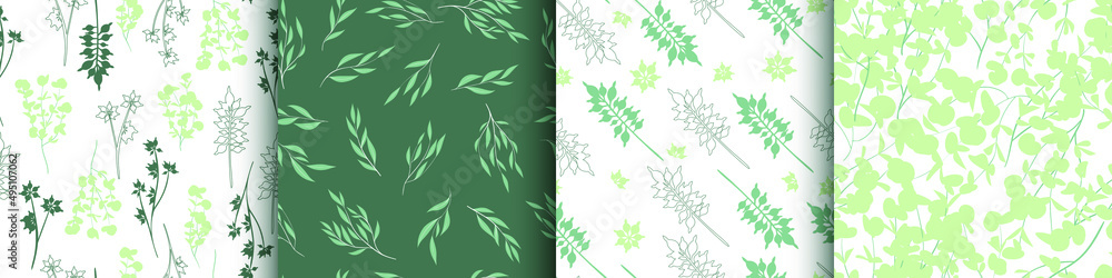 Fototapeta premium Seamless Eucalyptus Pattern. Exotic Leaves Texture. Summer Fabric Design. Floral Pattern. Hand Painted Fern Branches. Vintage Botanic Print. Romantic Botanical Border. Spring Floral Pattern.