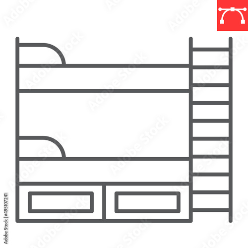 Bunk bed line icon, furniture and interior, bunk bed vector icon, vector graphics, editable stroke outline sign, eps 10.