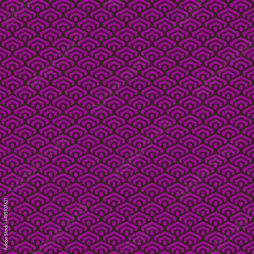 colorful simple vector pixel art purple and black seamless pattern of minimalistic geometric scaly hexagon pattern in japanese style