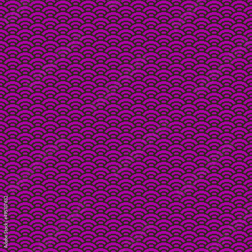 colorful simple vector pixel art seamless pattern of minimalistic purple and black scaly japanese water waves pattern