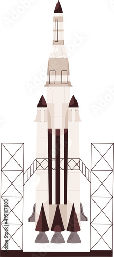 Modern Rocket Spaceship Cartoon Illustration