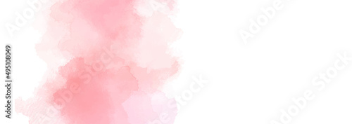 水彩テクスチャの背景素材　ピンク　春イメージ　横長