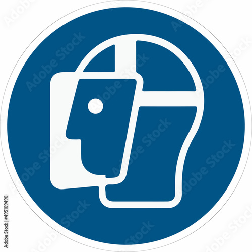 señal, ISOM013, SB005, Uso obligatorio de pantalla protectora, obligatorio, guantes, pictograma, vector, salir, señales, imagen, indicar, protección, anuncio, aviso, señalética, icono, símbolo, 