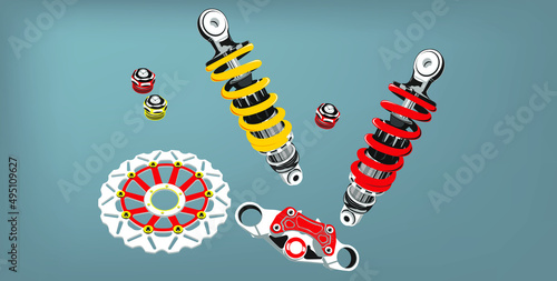 Motorcycle parts spare part car vector