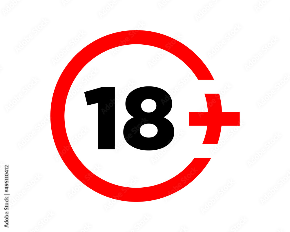Plus 18 prohibition sign for people under eighteen years of age. For adults only. Vector illustration. Plus 18 prohibition sign for people under eighteen years of age. For adults only. Vector illustration.