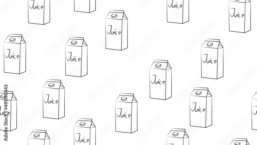 box with juice on a white background, illustration, pattern, seamless illustration. a large orange cardboard box with a drink. black and white illustration box with juice on a white background, illustration, pattern, seamless illustration. a large orange cardboard box with a drink. black and white illustration