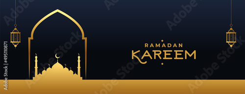 ramadan kareem islamic festival banner in golden color