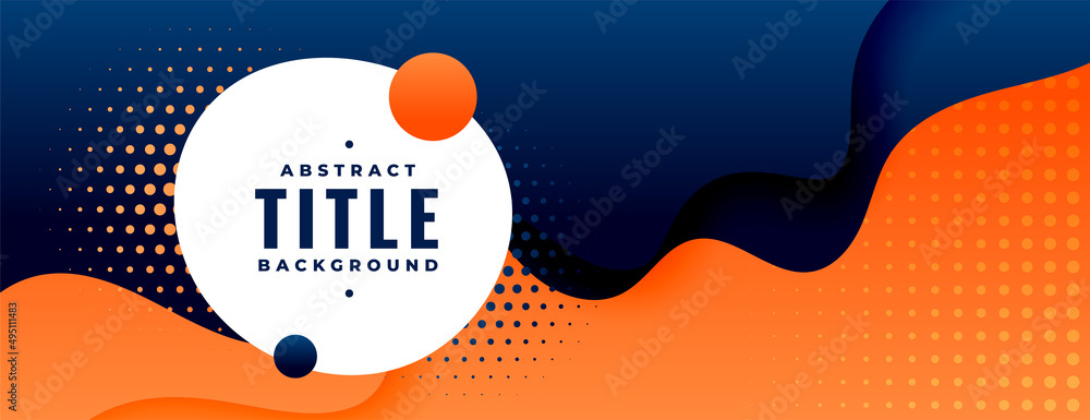 abstract fluid style orange and blue halftone banner design