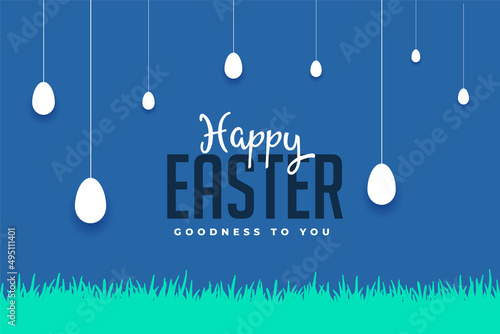 nice happy easter design with hanging eggs