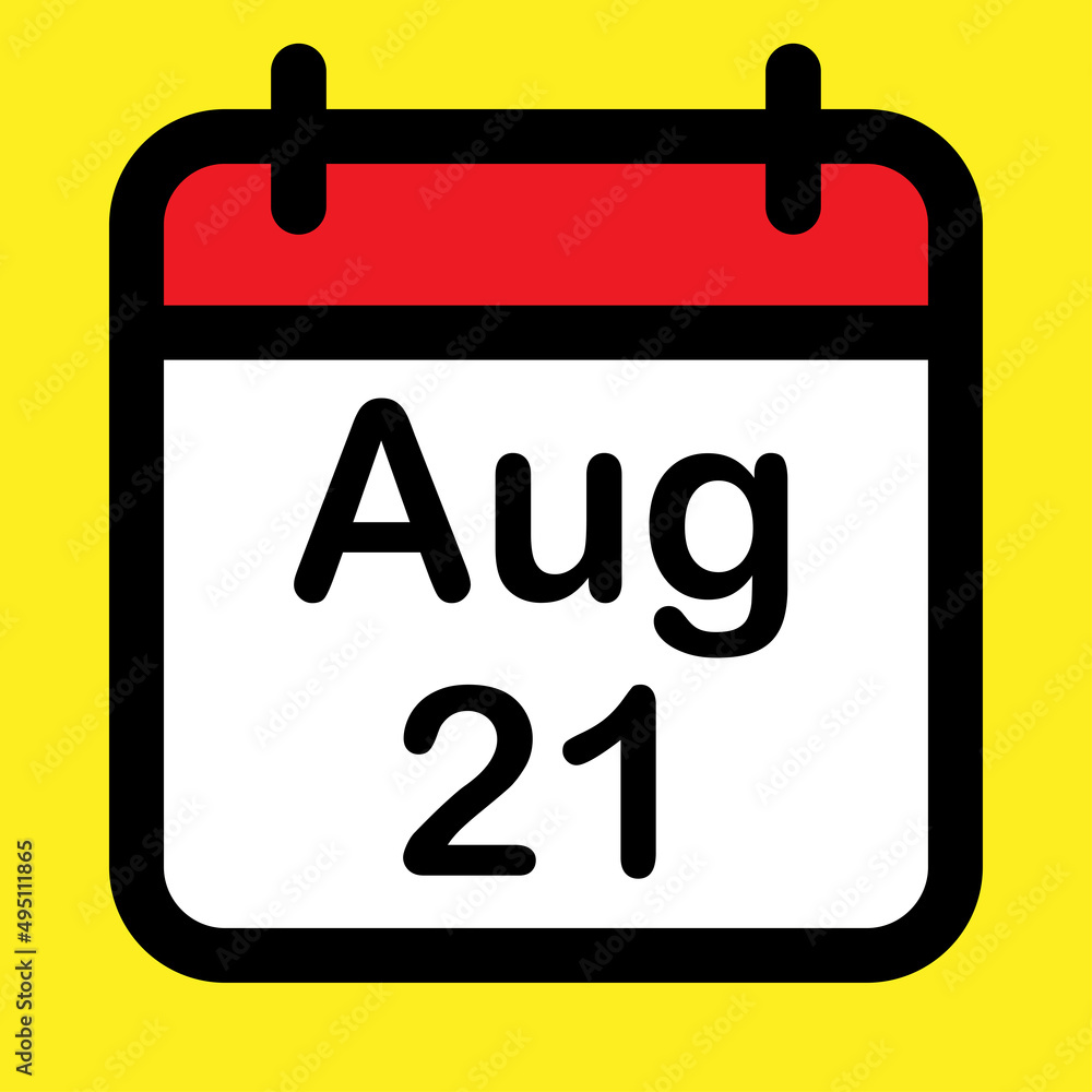 Calendar icon twenty first August Calendar icon twenty first August