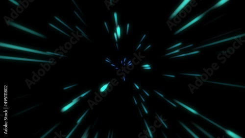 Loop abstract Blue Light Speed lighting like time travel in cosmic galaxy BG. 
Glow Neon blue Speed of light rays with thunder motion background.