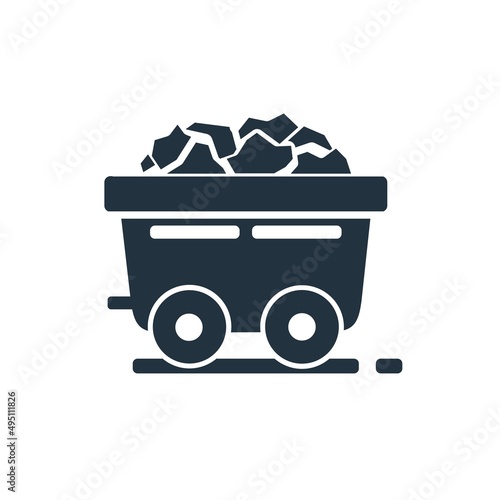 mine cart icon in trendy flat style isolated on white background.  gold mine cart symbol for web and mobile app.  Vector illustration