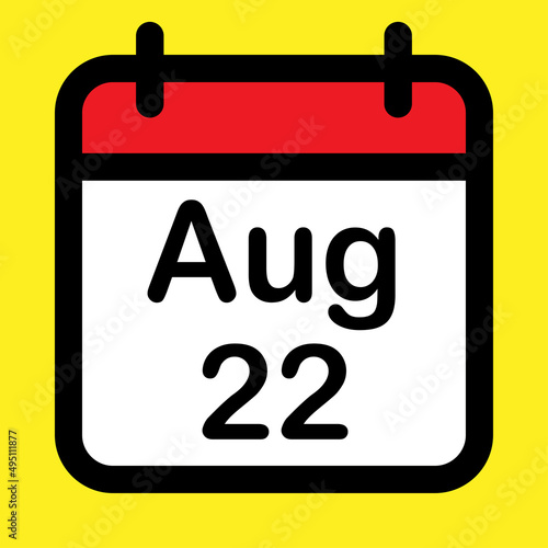 Calendar icon twenty second August