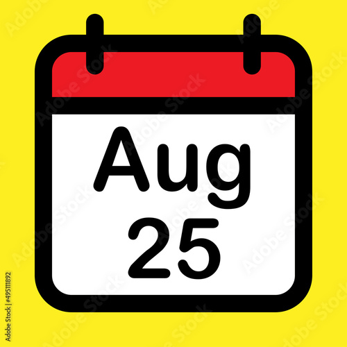 Calendar icon twenty fifth August