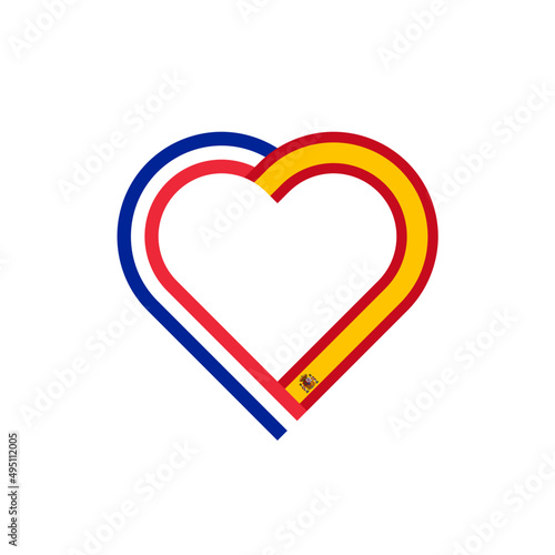 friendship concept. heart ribbon icon of france and spain flags. vector illustration isolated on white background