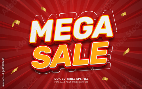 Mega Sale 3d editable text style effect 