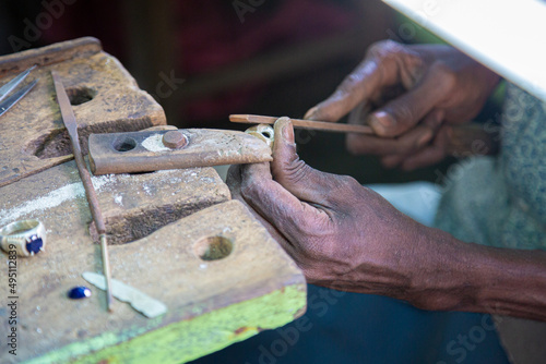 Hands of a Sri Lankan jewelry maker