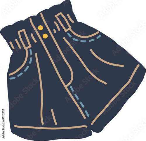 Denim Jeans Shorts Cartoon Illustration