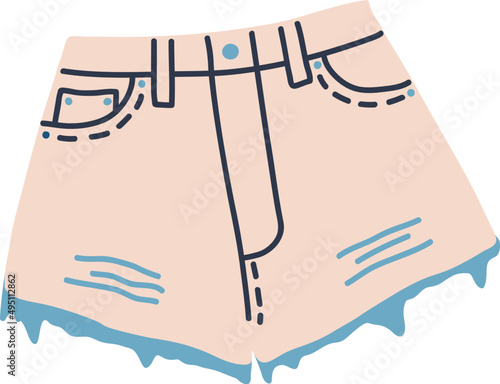 Denim Jeans Shorts Cartoon Illustration