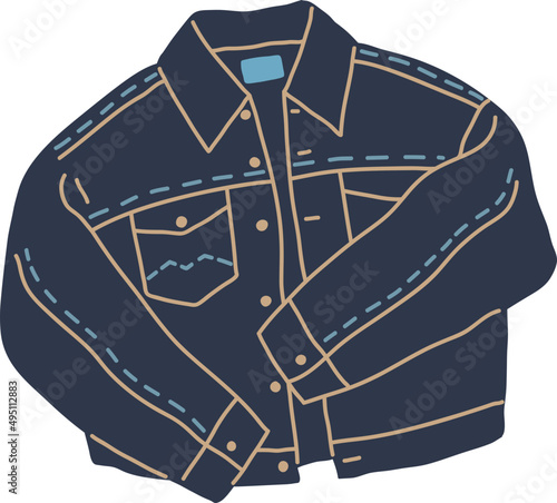 Denim Jeans Jacket Cartoon Illustration
