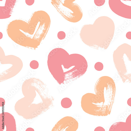 Funny hearts. Seamless vector pattern for your design. Great for Baby, Valentine's Day, Mother's Day, wedding, scrapbook, surface textures. Hand drawn.	