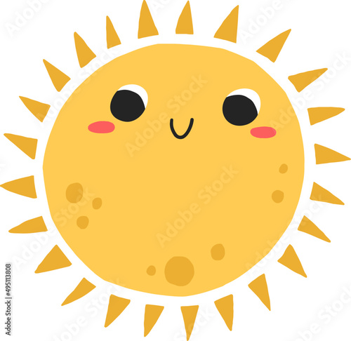 Cute Sun Childish Cartoon Illustration