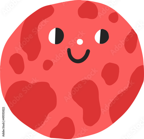Cute Planet Mars Childish Cartoon Illustration