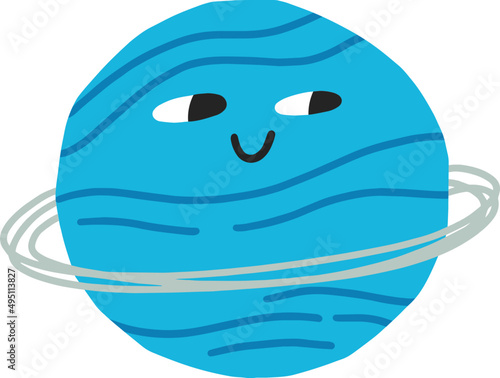 Funny Planet Childish Cartoon Illustration